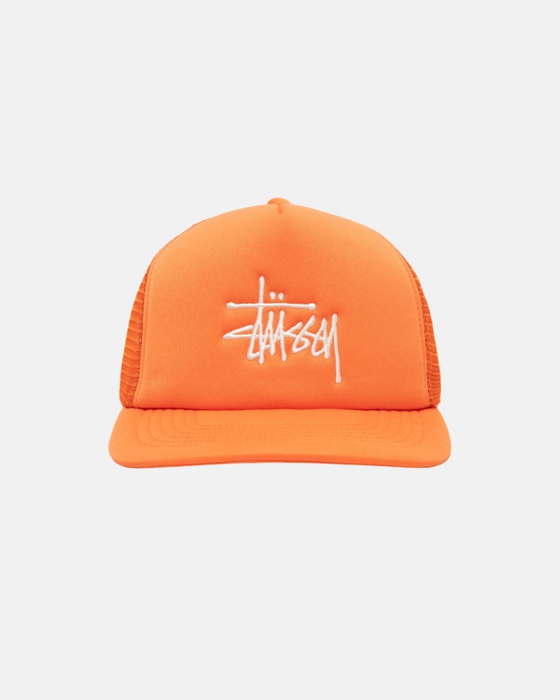 Ball Cap Stüssy Trucker Big Basic Snapback Pumpkin | OW70-B0-MT