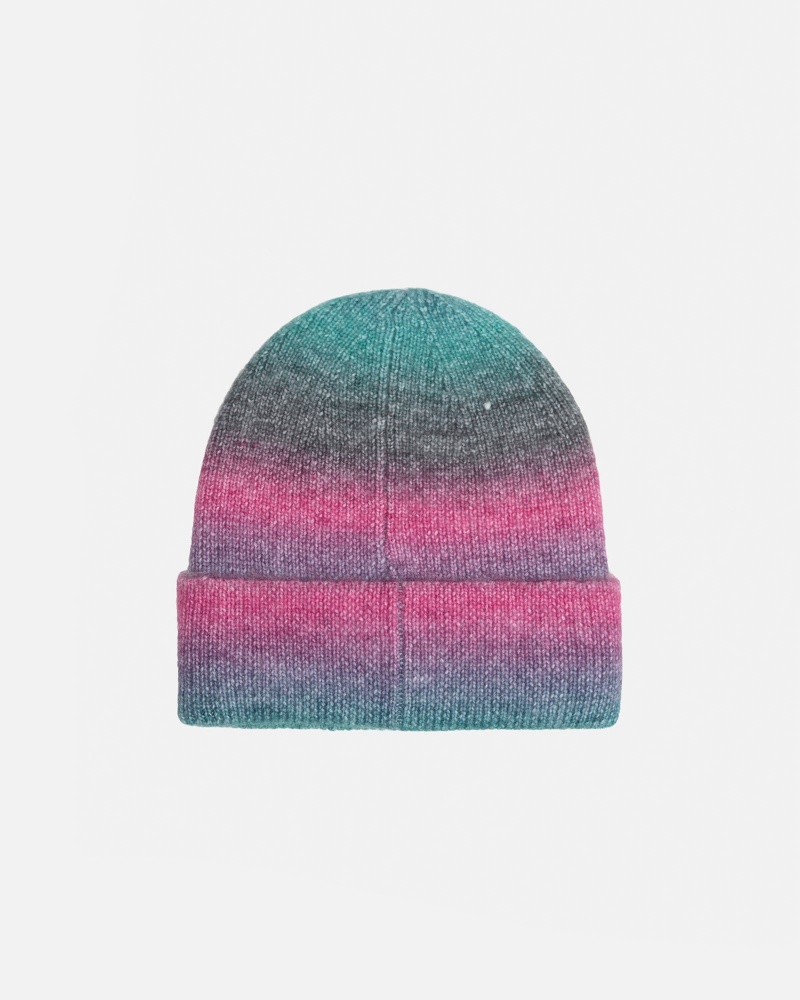 Bonnet Stüssy Cuff Beanie Spray Stripe Teal Multi | RR37-D5-GB