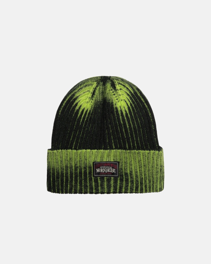 Bonnet Stüssy Cuff Beanie Workgear Spray Lime | HH69-B1-OE