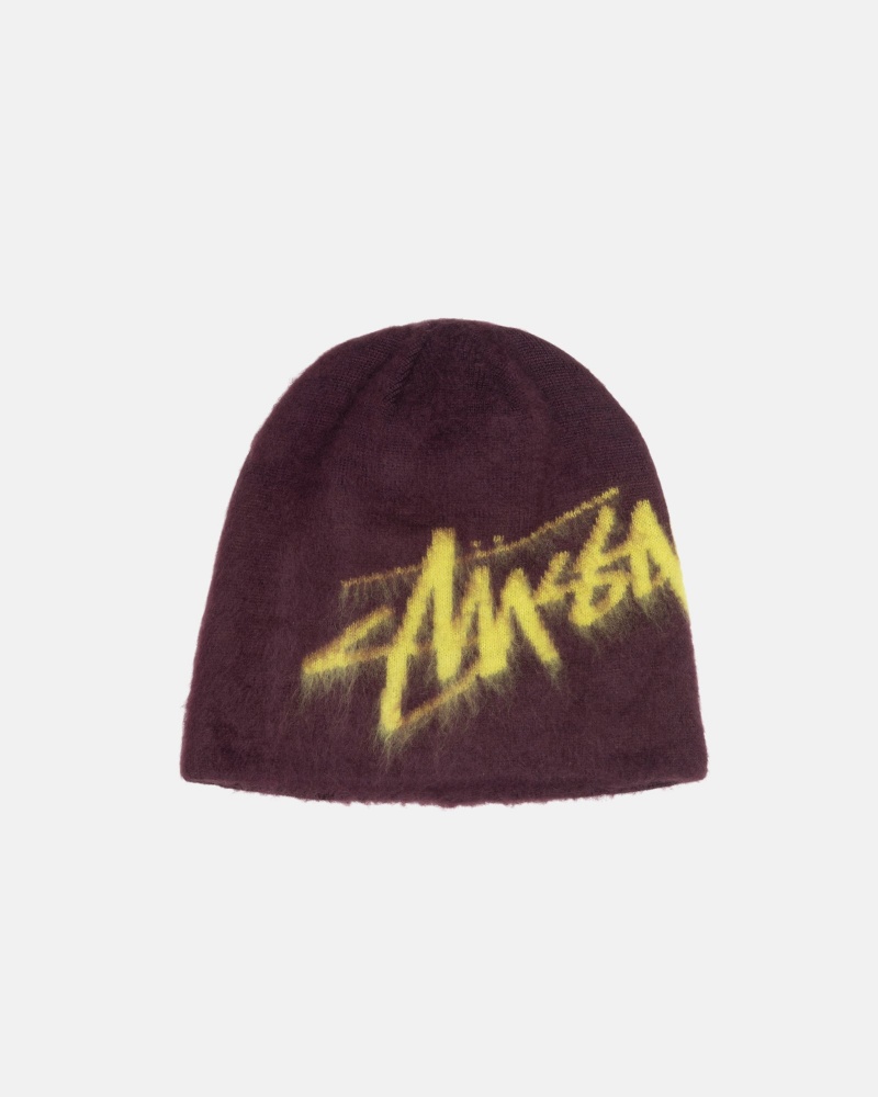 Bonnet Stüssy Skullcap Brushed Out Stock Eggplant | FJ08-N3-CN