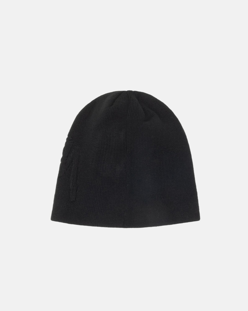 Bonnet Stüssy Skullcap Embossed Smooth Stock Noir | MY60-K4-RK