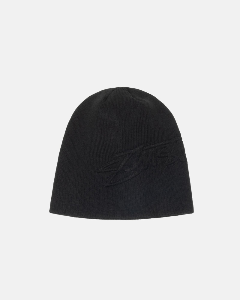 Bonnet Stüssy Skullcap Embossed Smooth Stock Noir | MY60-K4-RK