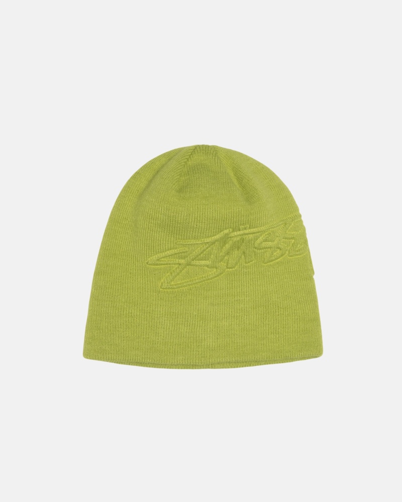 Bonnet Stüssy Skullcap Embossed Smooth Stock Lime | PZ27-O4-IE