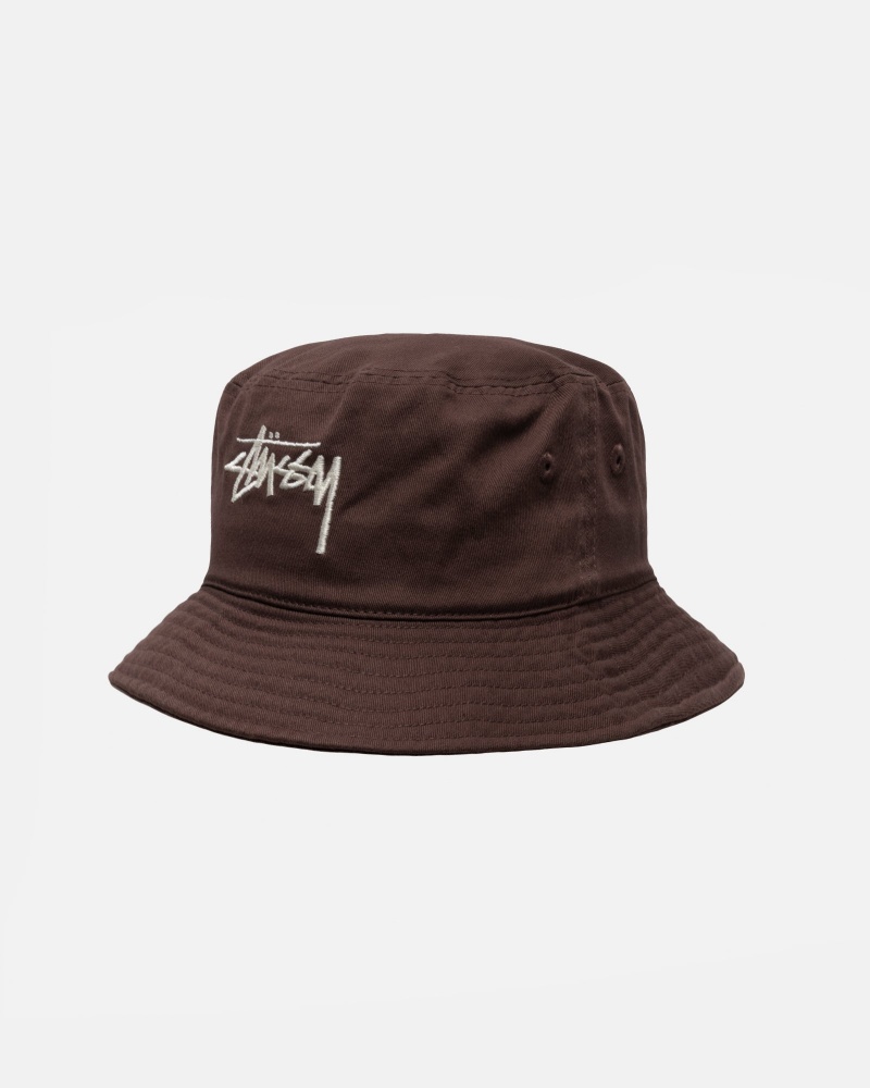 Bucket Hat Stüssy Bucket Hat Big Stock Chocolat | UY95-X8-ND