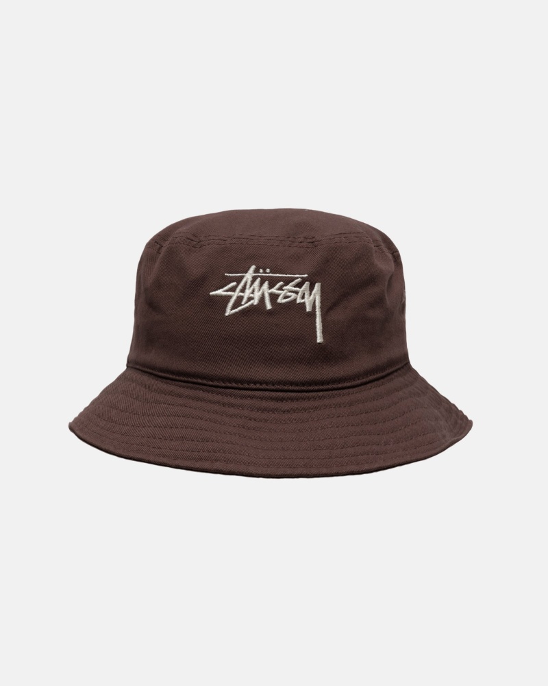 Bucket Hat Stüssy Bucket Hat Big Stock Chocolat | UY95-X8-ND