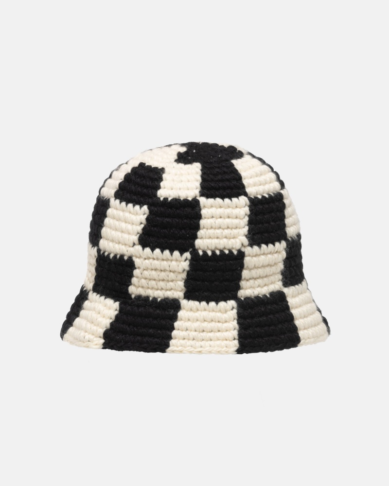 Bucket Hat Stüssy Bucket Hat Checker Knit Noir | TX35-B2-LH