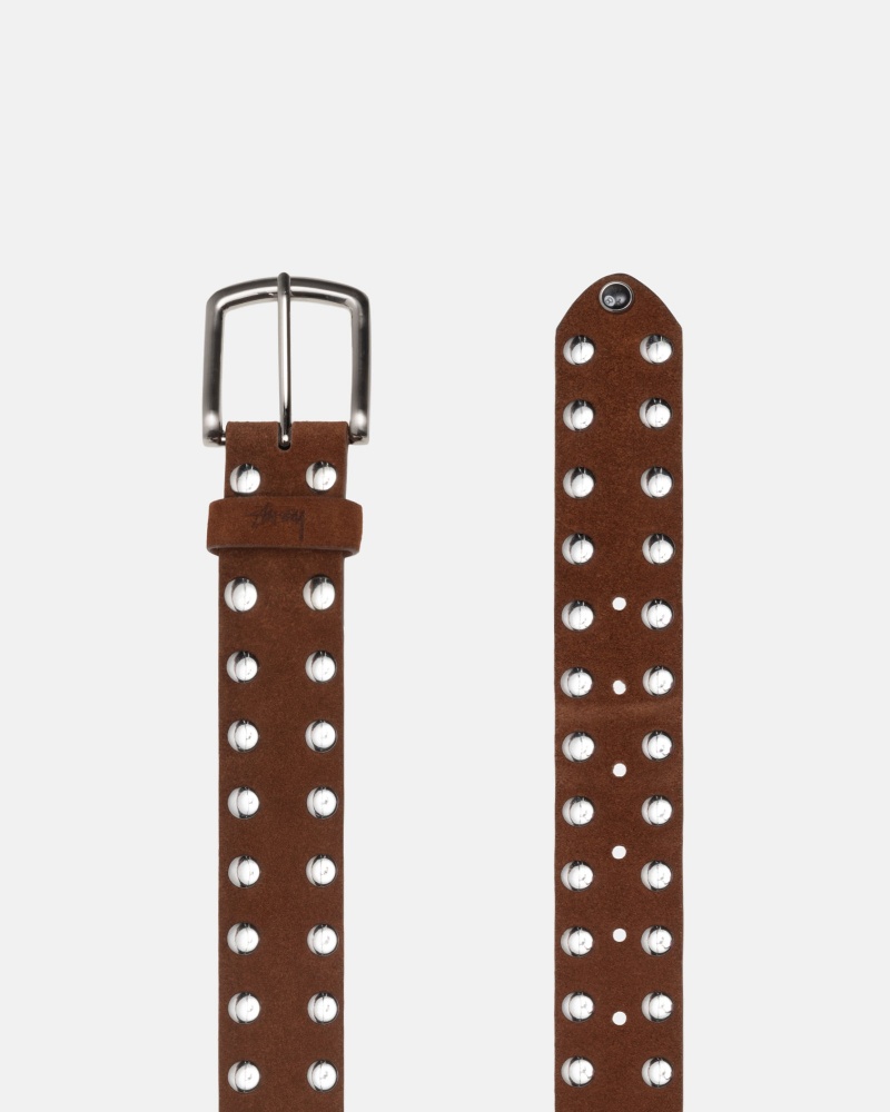 Ceinture Stüssy 8 Ball Studded Belt Marron | MQ22-A9-VN