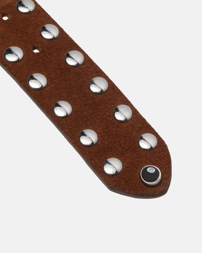 Ceinture Stüssy 8 Ball Studded Belt Marron | MQ22-A9-VN