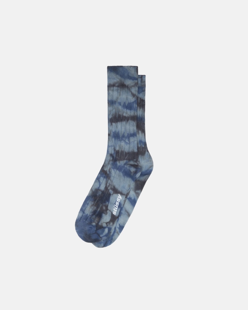 Chaussette Stüssy Multi Dyed Nervuré Socks Bleu | FM93-Z2-JS