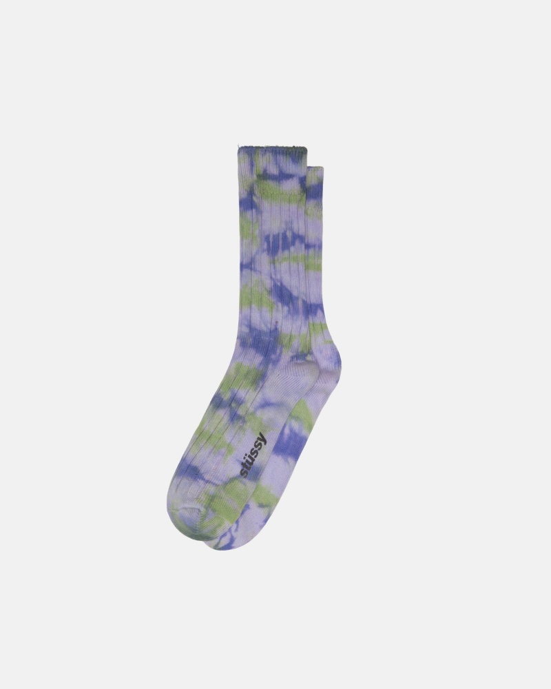 Chaussette Stüssy Multi Dyed Nervuré Socks Violette Vert | WB78-F0-IF