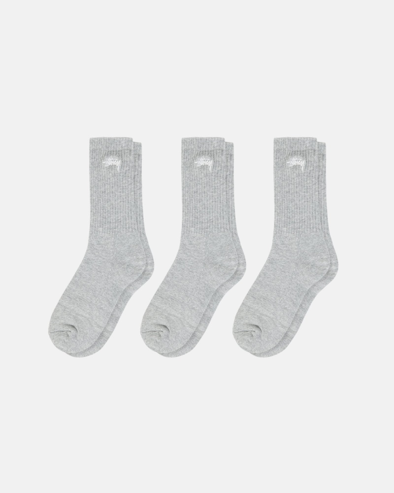 Chaussette Stüssy Stock Crew Sock Pack Grise | OO52-Y3-WZ