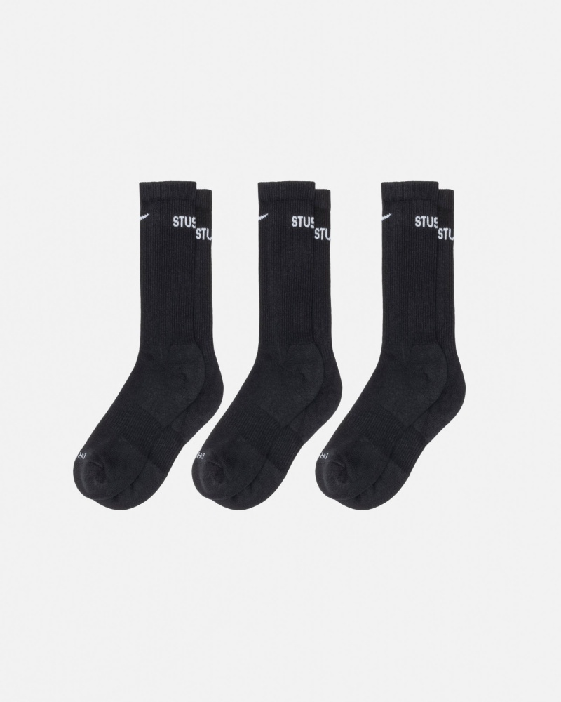 Chaussette Stüssy & Nike Dri-Fit Crew Sock Pack Noir | SC12-E2-BX