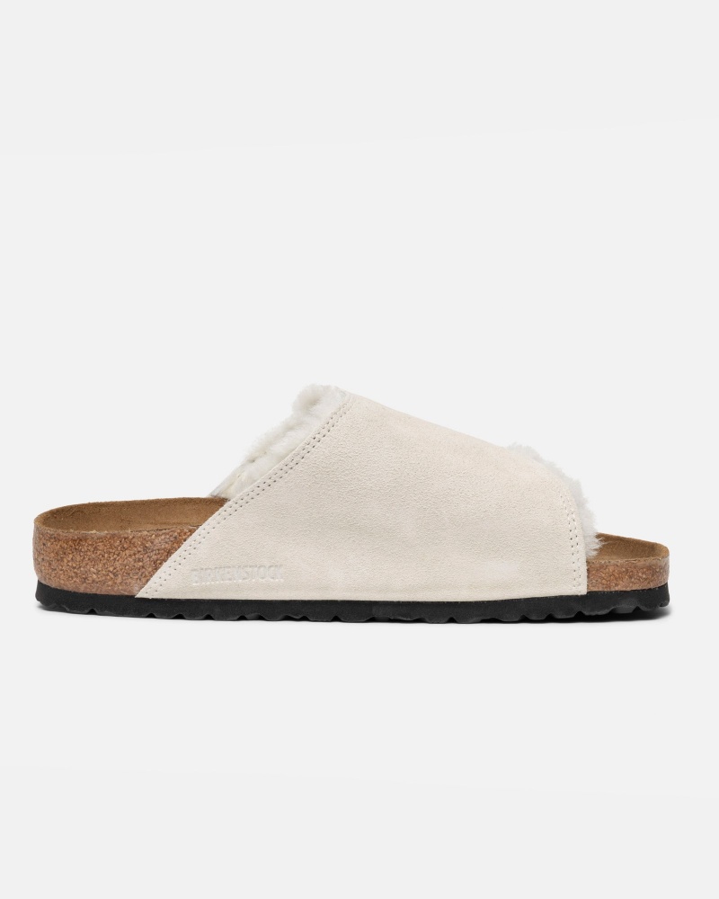 Chaussure Stüssy & Birkenstock Solana Shearling Claquette Bone | IX12-Q8-ML