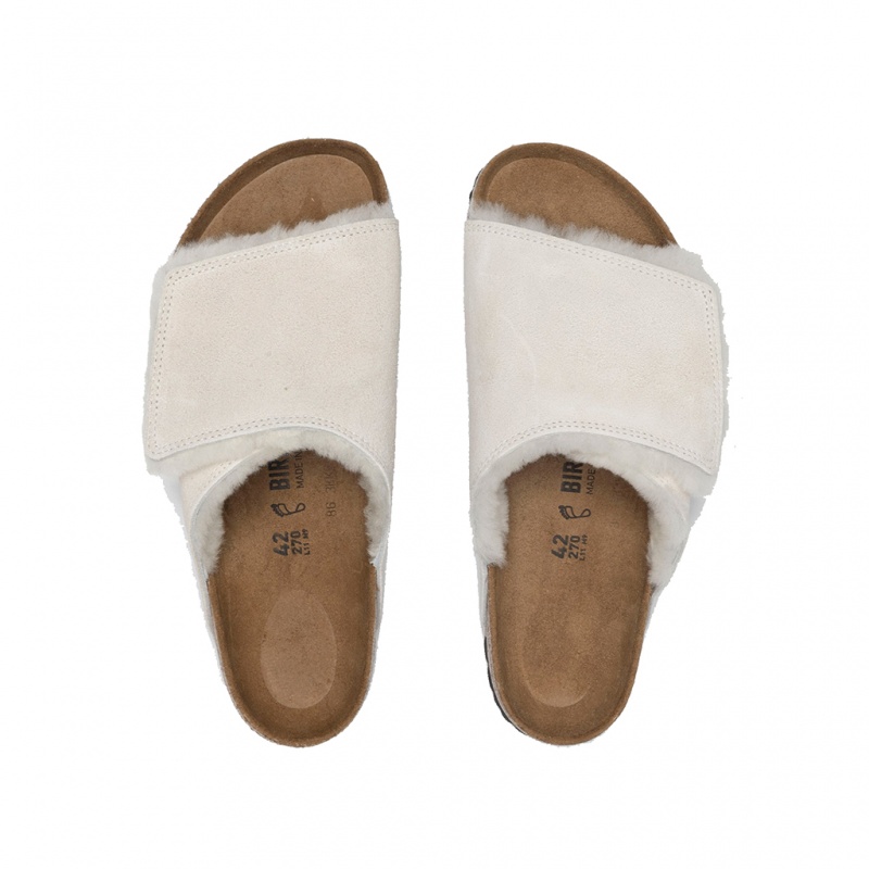 Chaussure Stüssy & Birkenstock Solana Shearling Claquette Bone | IX12-Q8-ML