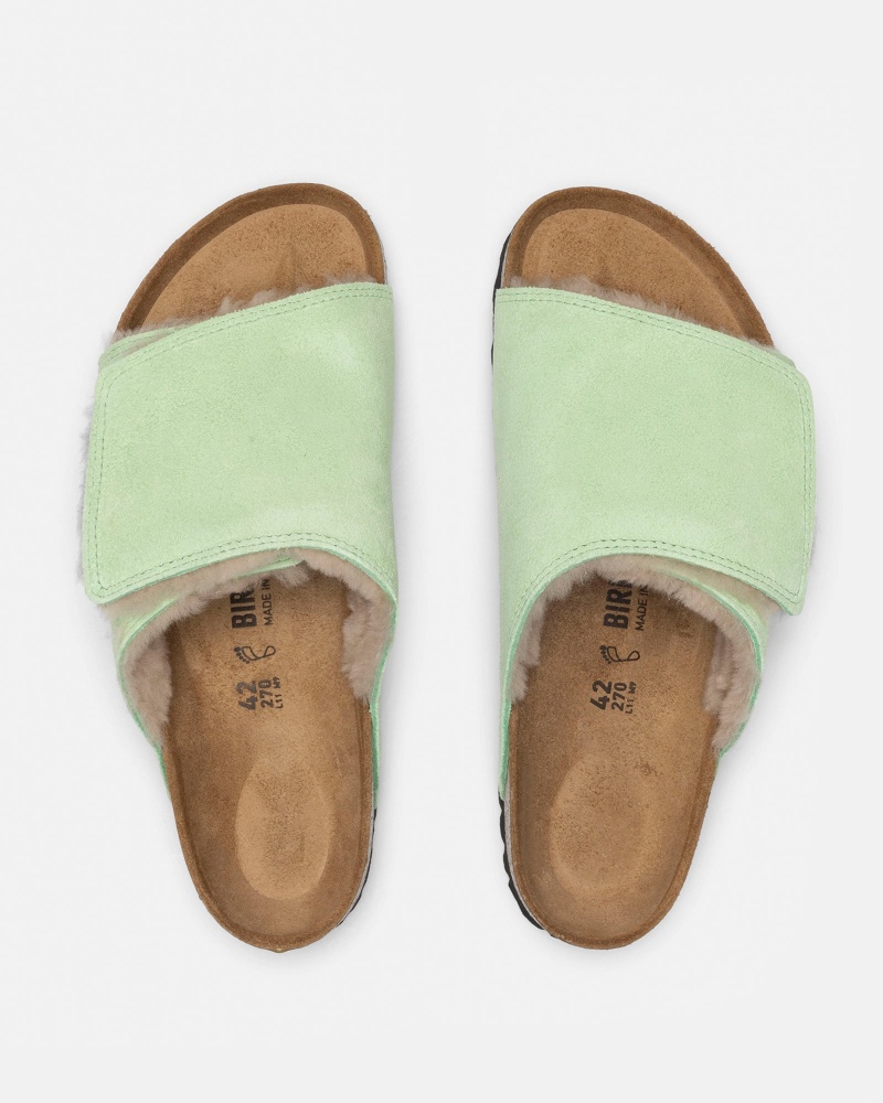 Chaussure Stüssy & Birkenstock Solana Shearling Claquette Vert | LM98-H0-YL