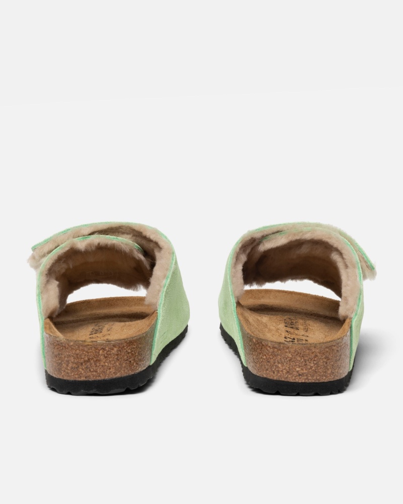 Chaussure Stüssy & Birkenstock Solana Shearling Claquette Vert | LM98-H0-YL