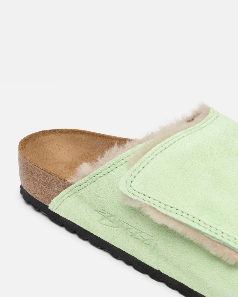 Chaussure Stüssy & Birkenstock Solana Shearling Claquette Vert | LM98-H0-YL