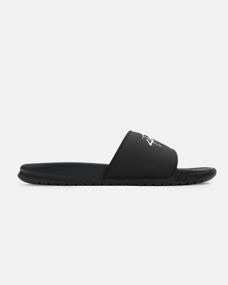 Chaussure Stüssy & Nike Benassi Claquette Off Noir/White | CQ57-P9-WI