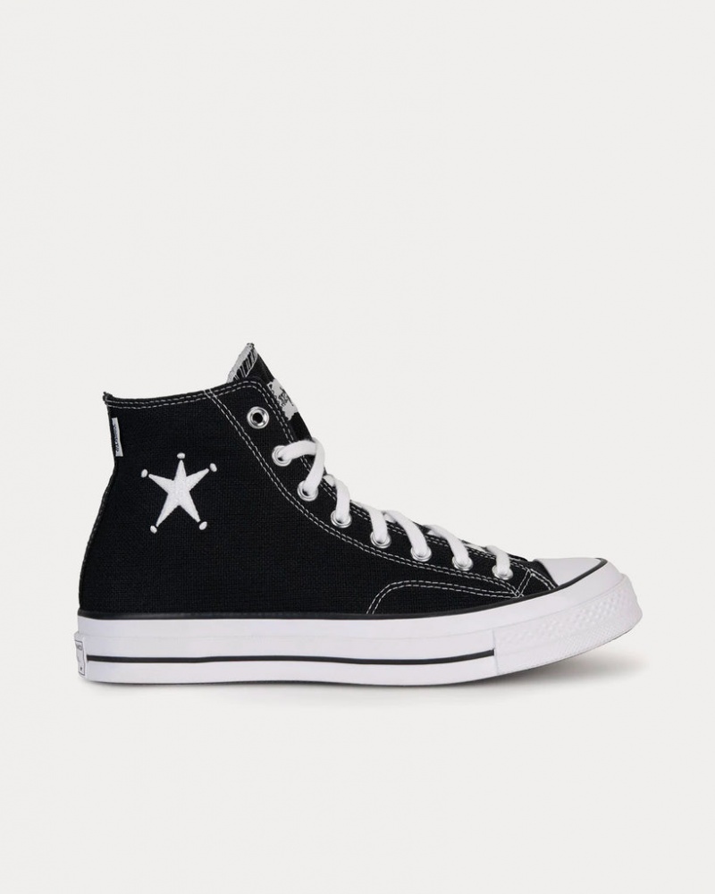 Chaussure Stüssy x Converse - Chuck 70 High Top Trainers A01765C Noir Blanche Noir | IH59-K3-JX