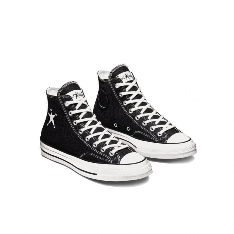 Chaussure Stüssy x Converse - Chuck 70 High Top Trainers A01765C Noir Blanche Noir | IH59-K3-JX