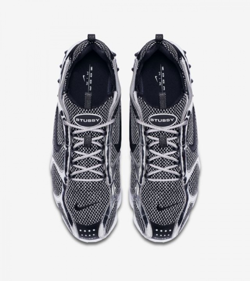 Chaussure Stüssy x Nike Air Zoom Spiridon Caged 2 'Pure Platinum' CU1854‑001 Platine Noir Blanche | TJ32-T8-SU