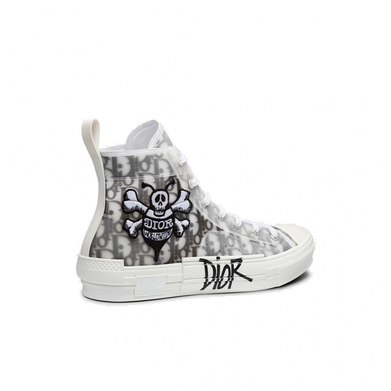 Chaussure Stüssy Stussy x Dior B23 Oblique Tela Bee Embroidery Patch High Top Trainers Noir Blanche | JV58-Q2-UV