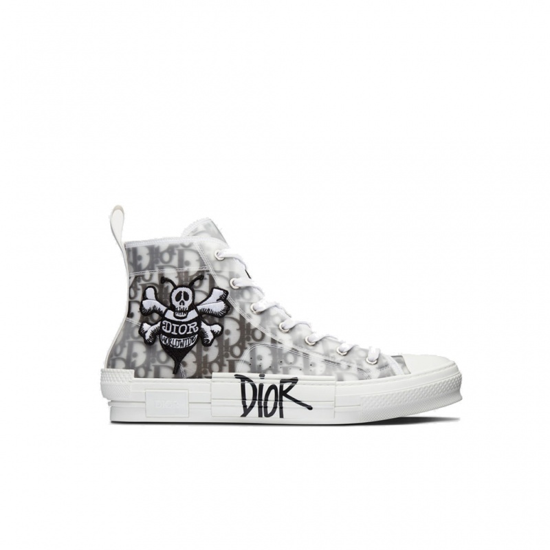 Chaussure Stüssy Stussy x Dior B23 Oblique Tela Bee Embroidery Patch High Top Trainers Noir Blanche | JV58-Q2-UV