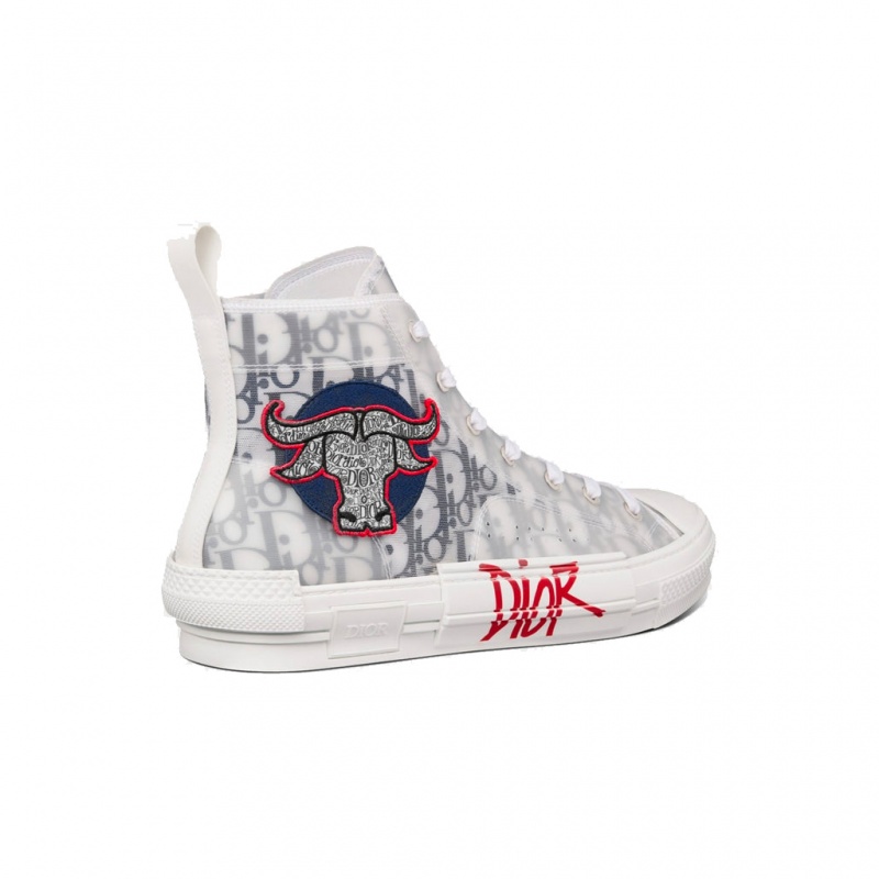 Chaussure Stüssy Stussy x Dior B23 SHAWN Ox Head Embroidery Patch High Top Trainers Blanche | EW13-P8-DX