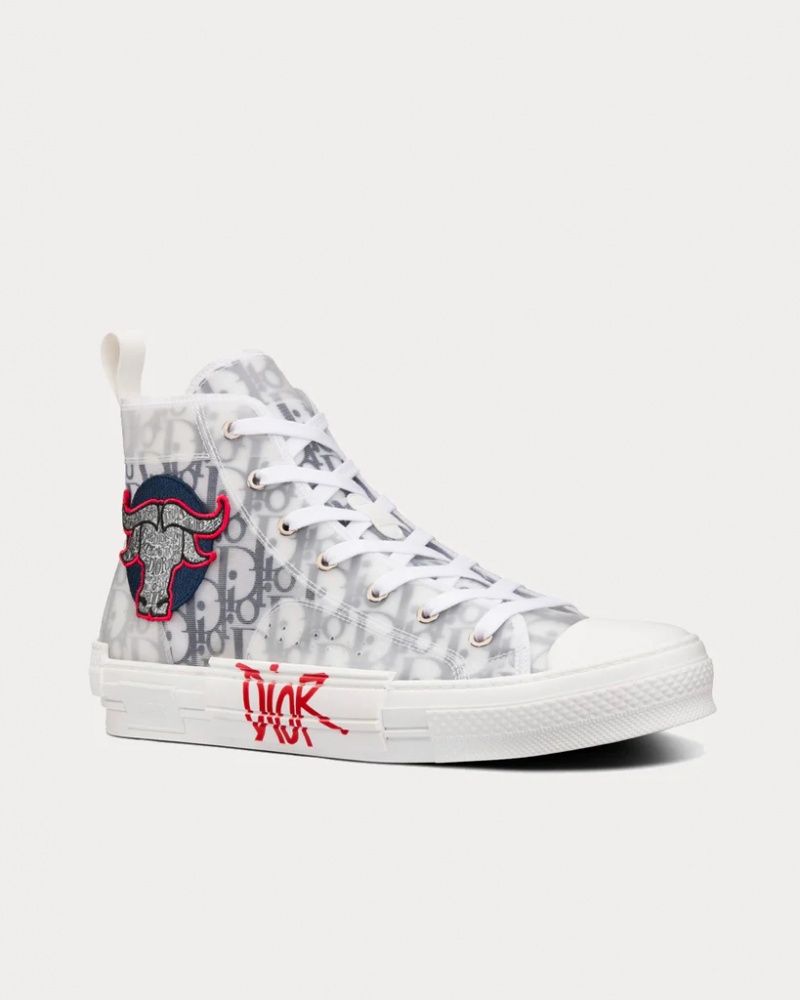 Chaussure Stüssy Stussy x Dior B23 SHAWN Ox Head Embroidery Patch High Top Trainers Blanche | EW13-P8-DX