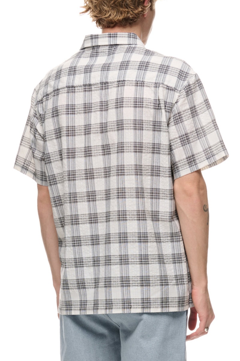 Chemises Stüssy Coop Check Ss Shirt Black/White | VK04-R8-HM