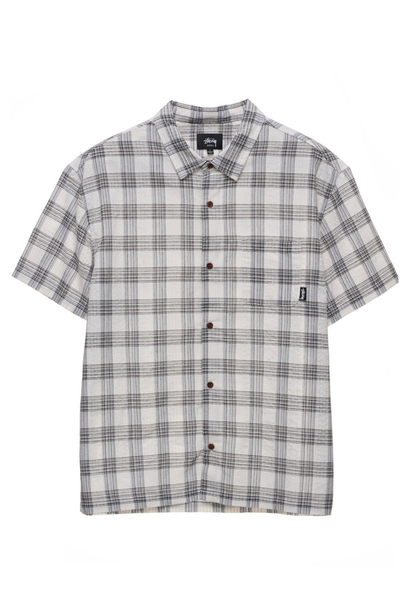 Chemises Stüssy Coop Check Ss Shirt Black/White | VK04-R8-HM