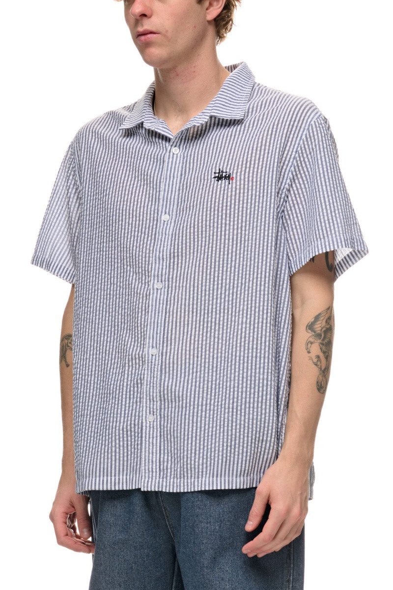 Chemises Stüssy Graffiti Oxford Shirt Navy/White Stripe | LE88-Q5-RC