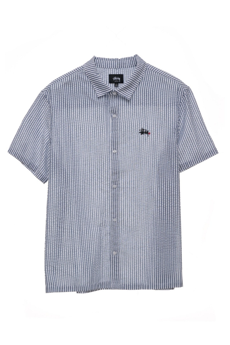 Chemises Stüssy Graffiti Oxford Shirt Navy/White Stripe | LE88-Q5-RC