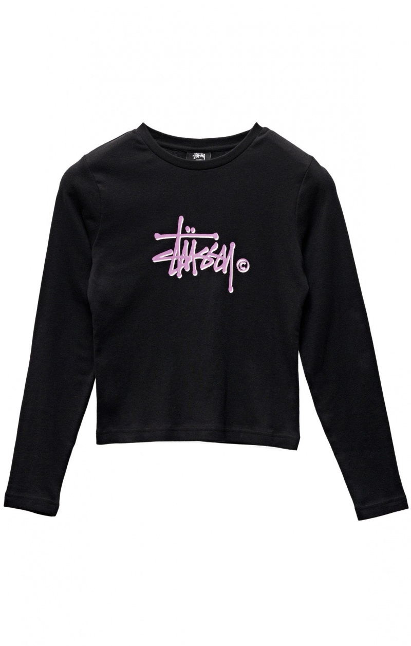 Chemises Stüssy Graffiti Rib Ls Tee Black/Lilac | HO12-V4-KH