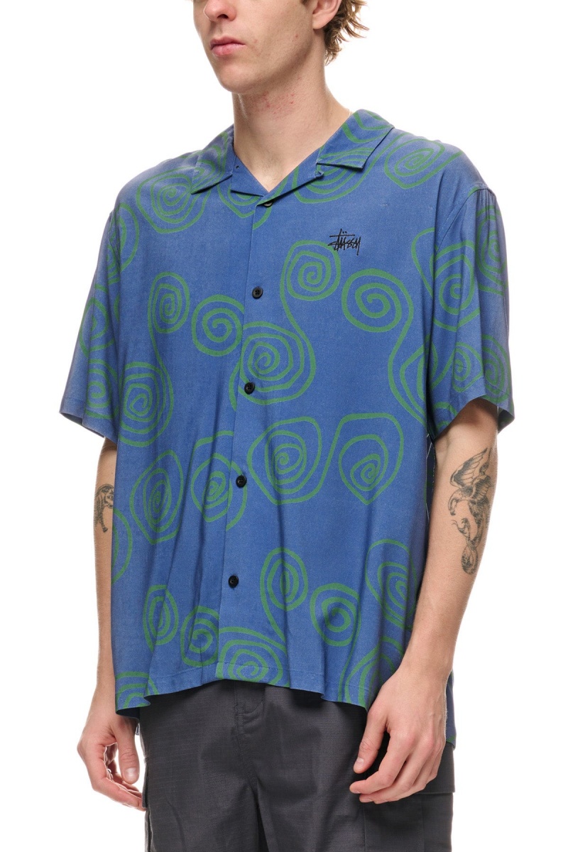 Chemises Stüssy Hand Drawn S Ss Shirt Bleu | BT78-A2-XH