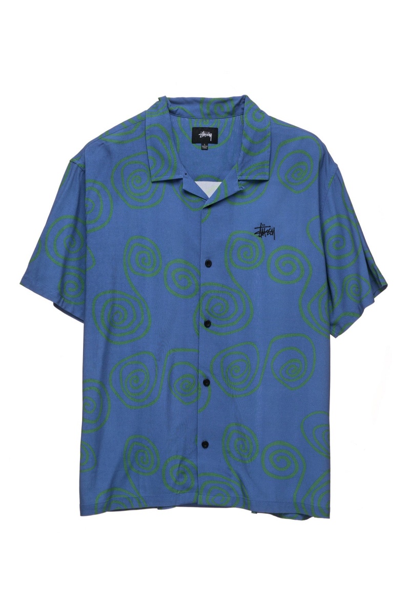 Chemises Stüssy Hand Drawn S Ss Shirt Bleu | BT78-A2-XH