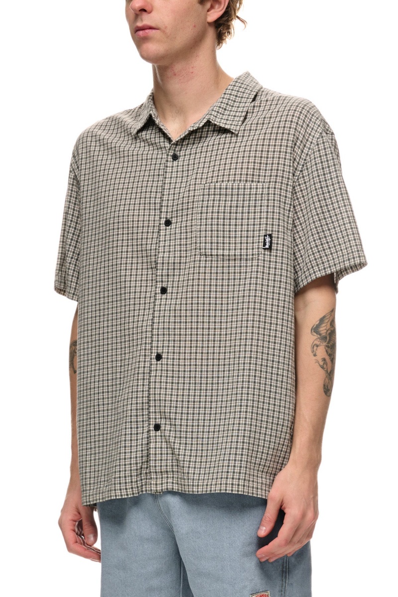 Chemises Stüssy Kemp Check Ss Shirt Bleu | RO59-G1-GV