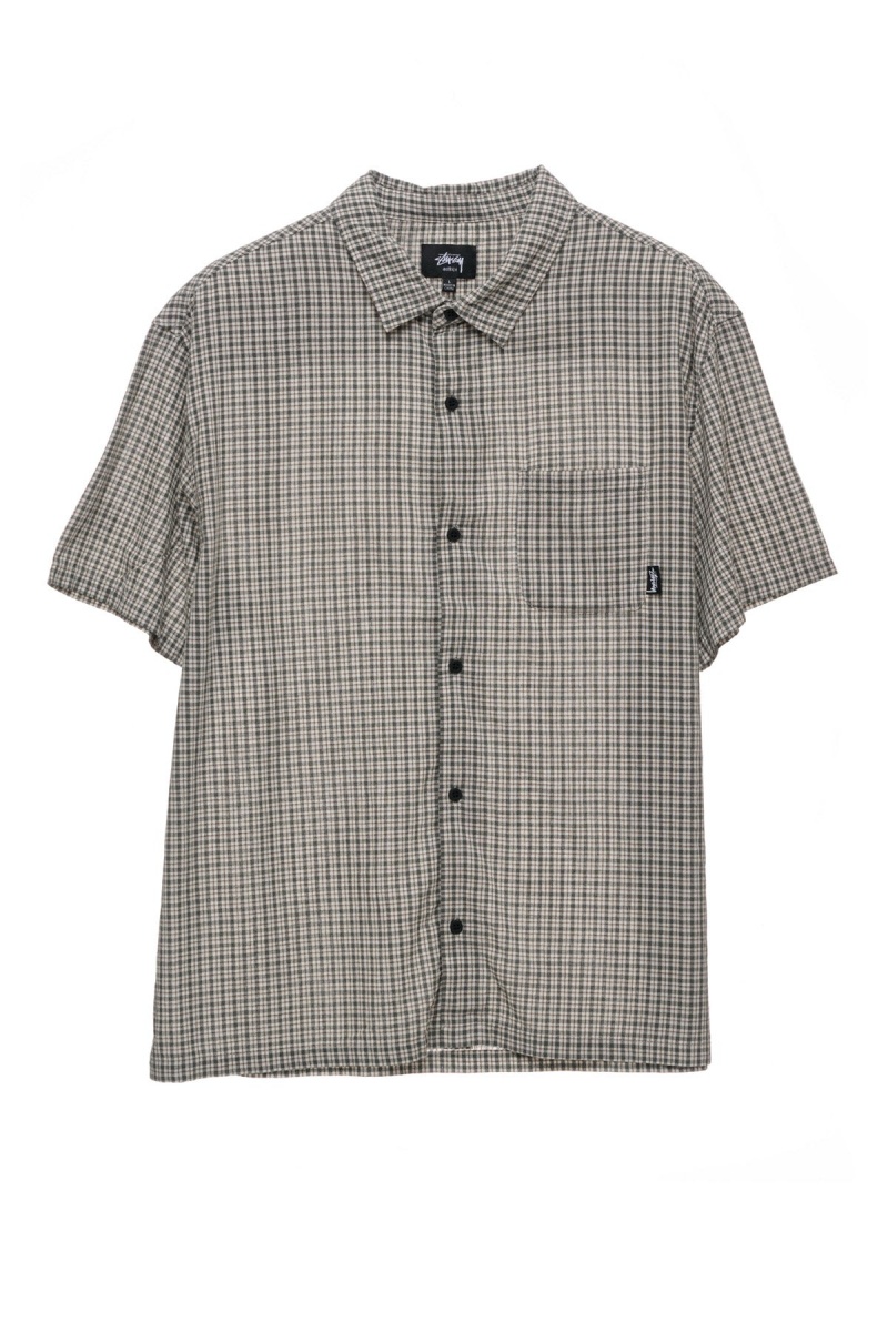 Chemises Stüssy Kemp Check Ss Shirt Bleu | RO59-G1-GV