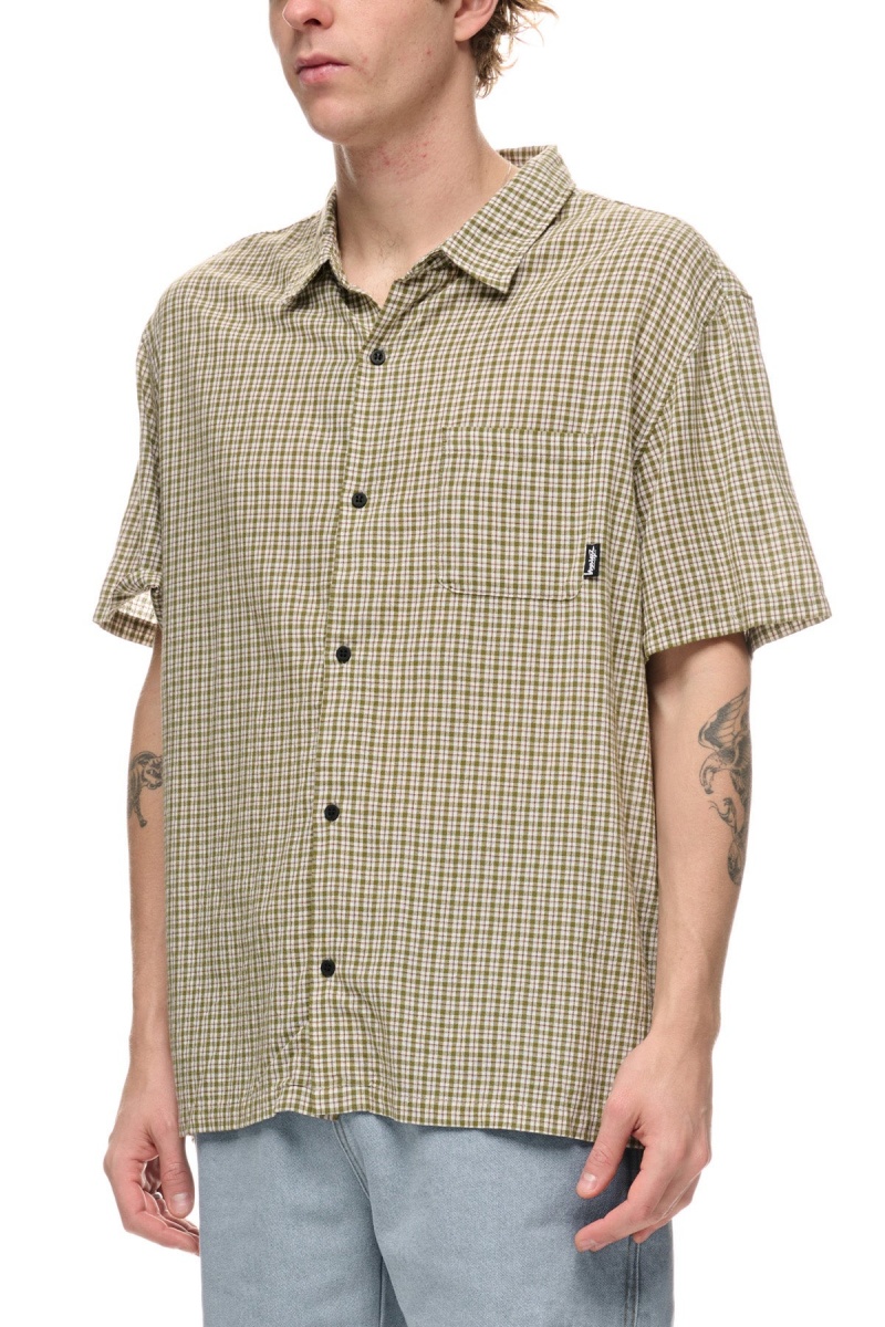 Chemises Stüssy Kemp Check Ss Shirt Vert | DZ51-G6-LM