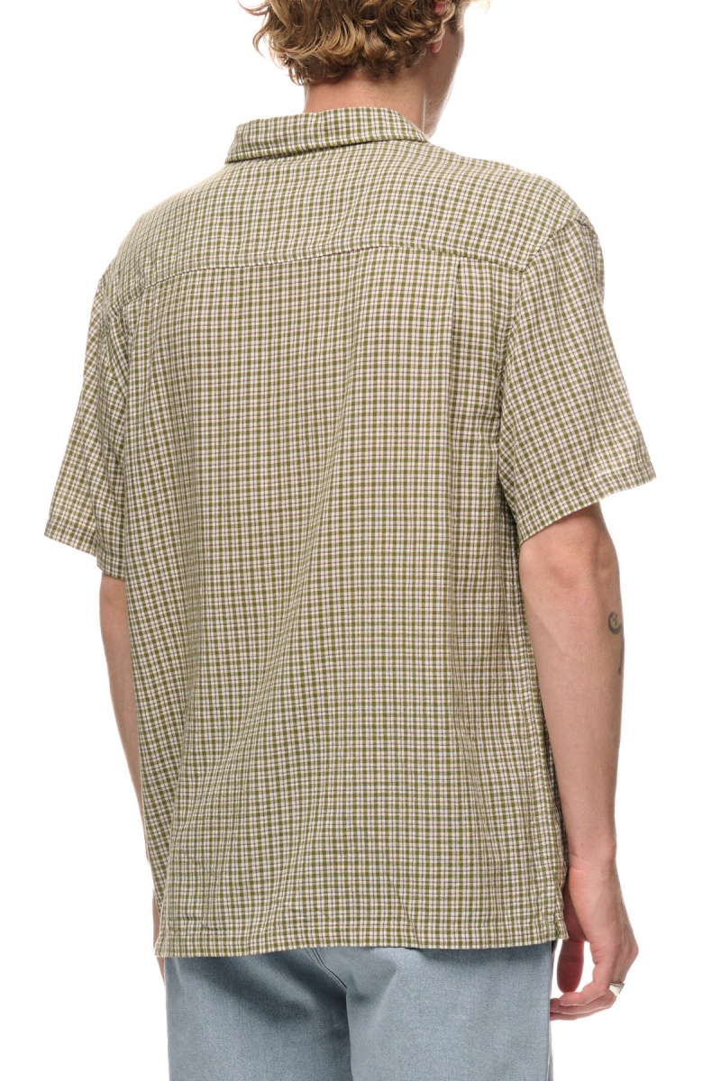 Chemises Stüssy Kemp Check Ss Shirt Vert | DZ51-G6-LM