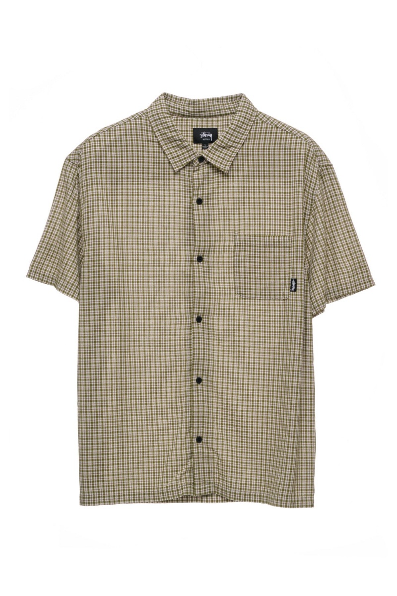 Chemises Stüssy Kemp Check Ss Shirt Vert | DZ51-G6-LM