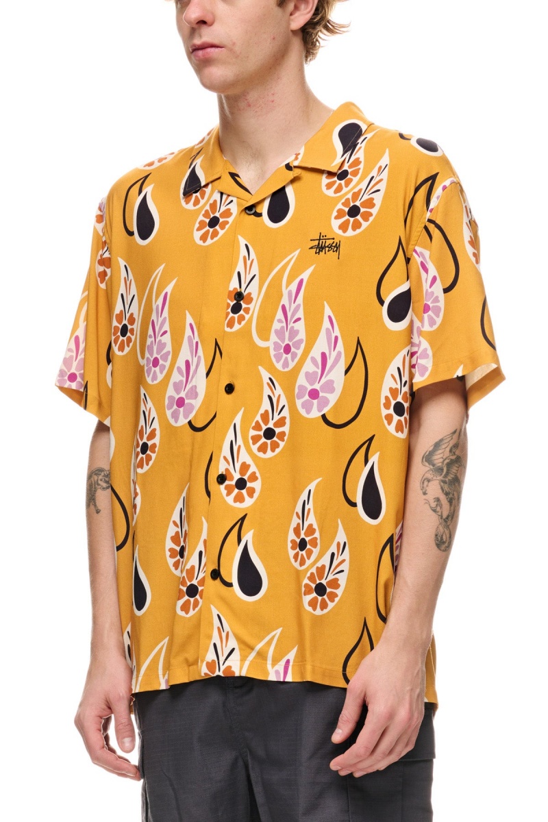 Chemises Stüssy Paisley Tears Ss Shirt Moutarde | NZ93-L5-MF