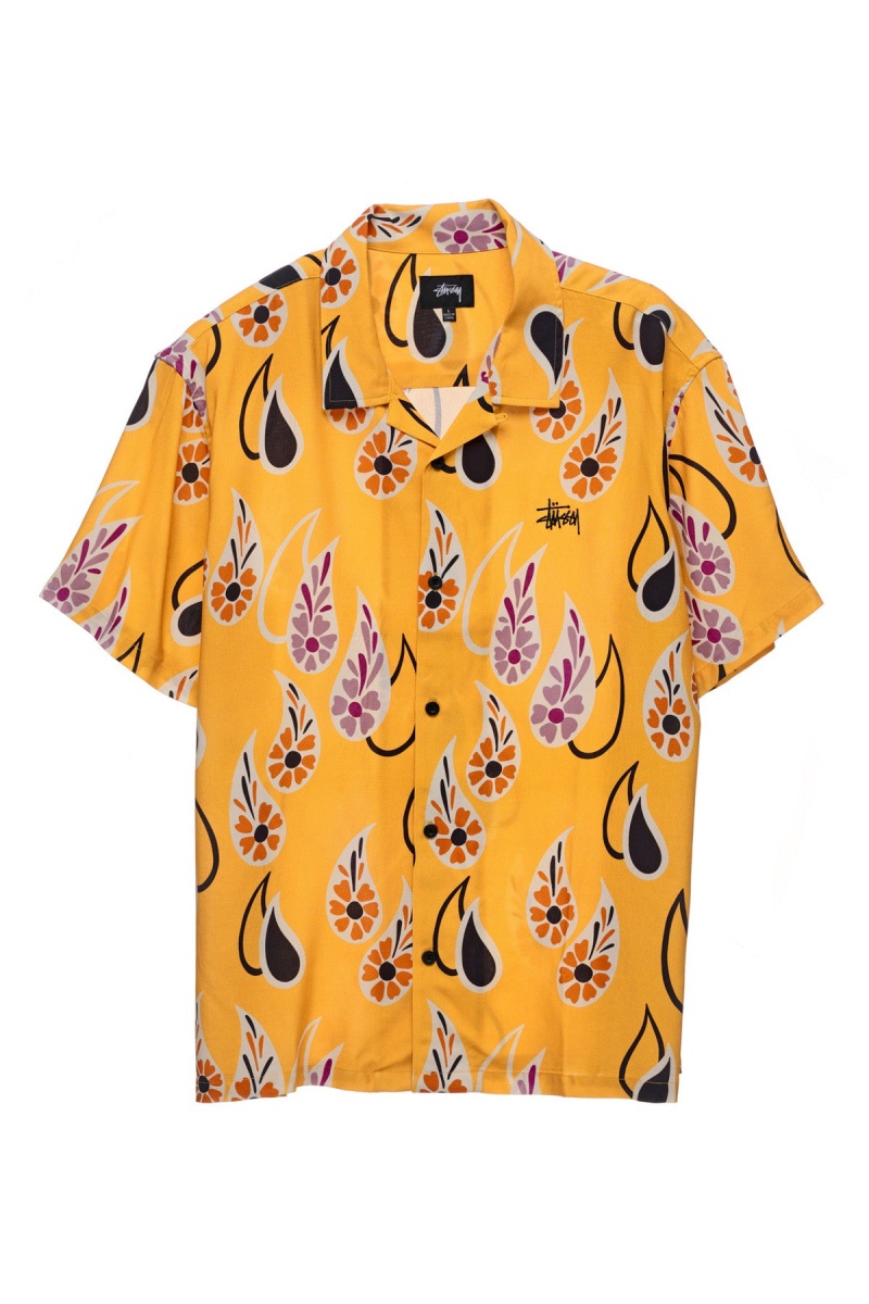 Chemises Stüssy Paisley Tears Ss Shirt Moutarde | NZ93-L5-MF