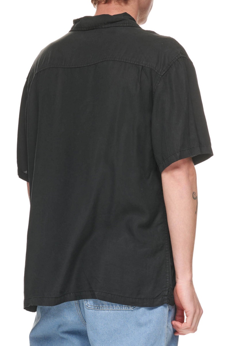 Chemises Stüssy Pigment Dyed Tencel Ss Shirt Noir | QW19-S7-DT