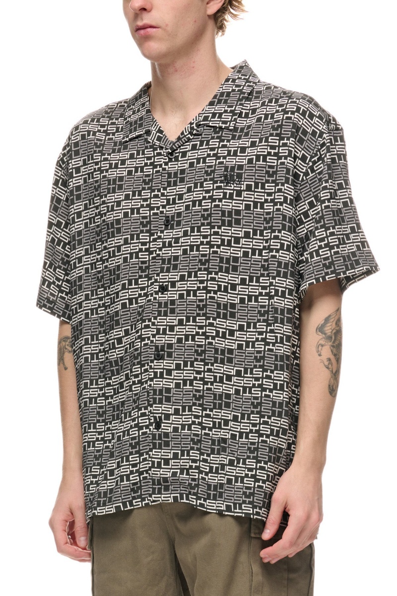 Chemises Stüssy Repeat Ss Shirt Noir | JJ21-R0-CS