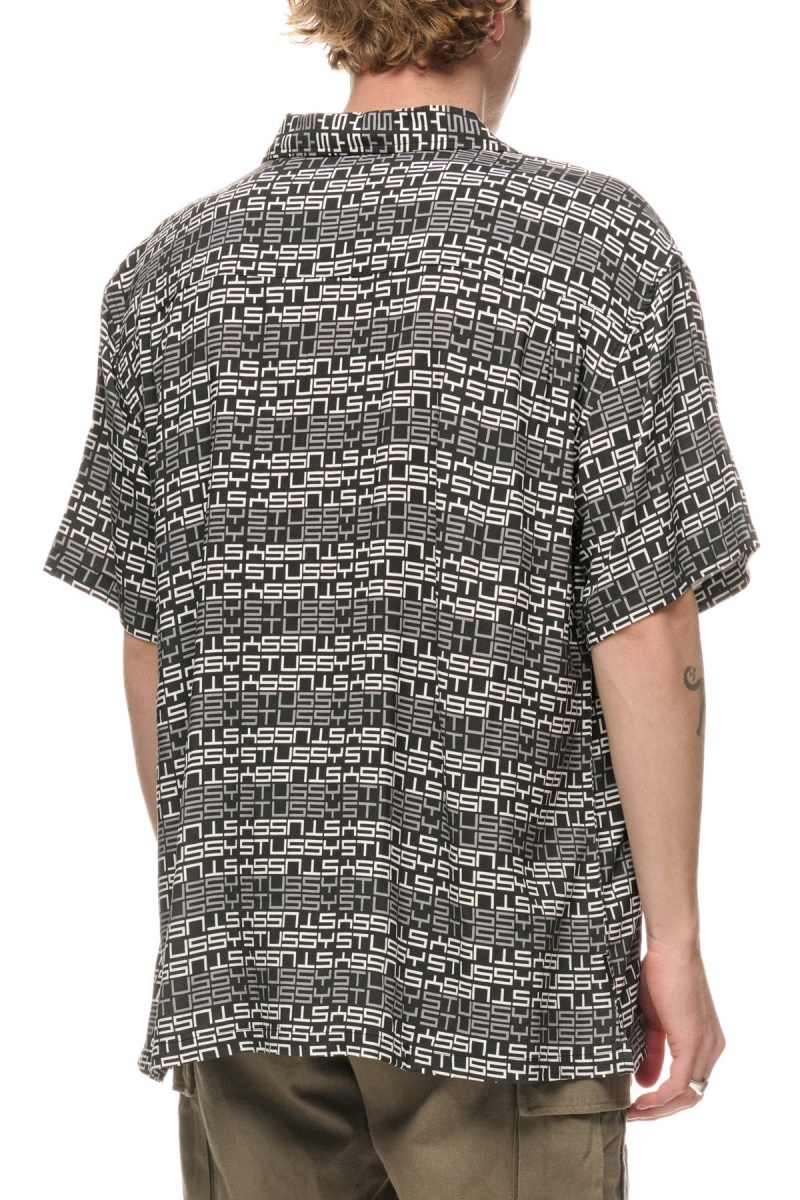 Chemises Stüssy Repeat Ss Shirt Noir | JJ21-R0-CS