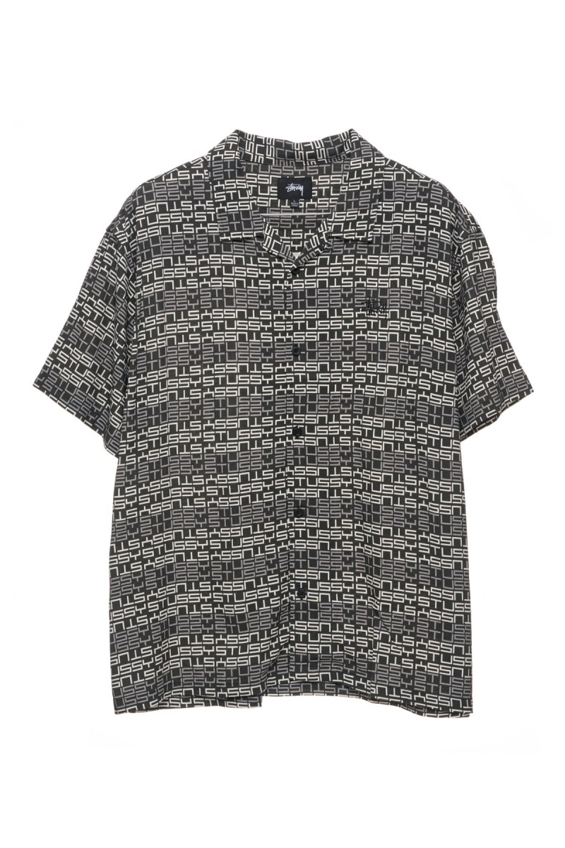 Chemises Stüssy Repeat Ss Shirt Noir | JJ21-R0-CS