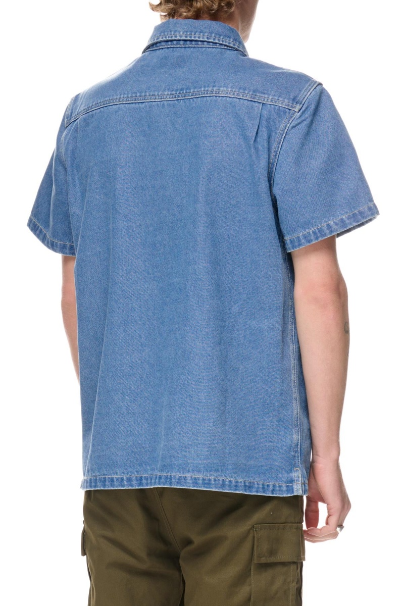 Chemises Stüssy Workgear Denim Shirt Bleu | TA60-A4-EK