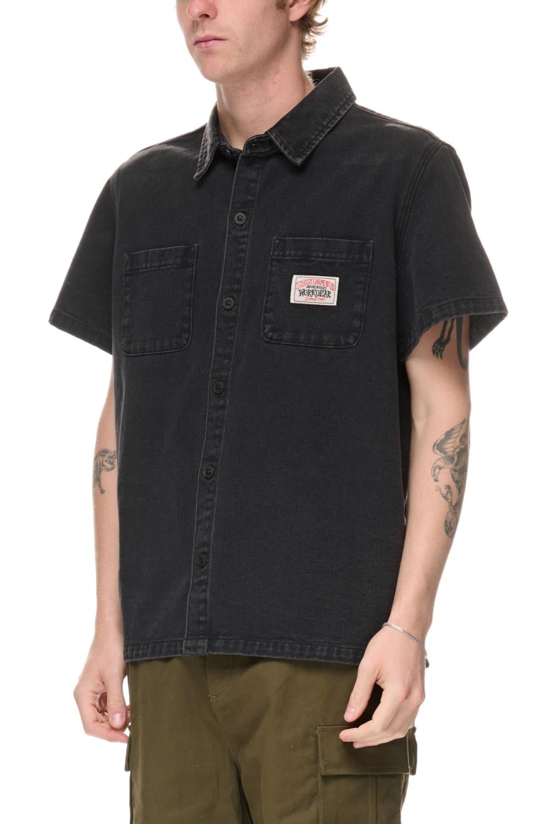 Chemises Stüssy Workgear Denim Shirt Noir | CZ95-S4-TD