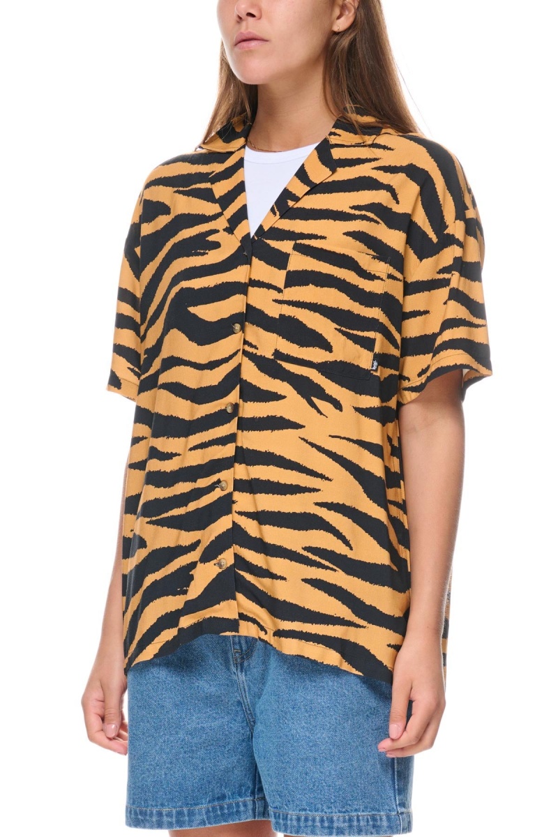 Chemises Stüssy Zebra Os Shirt Moutarde | SX00-V6-YG